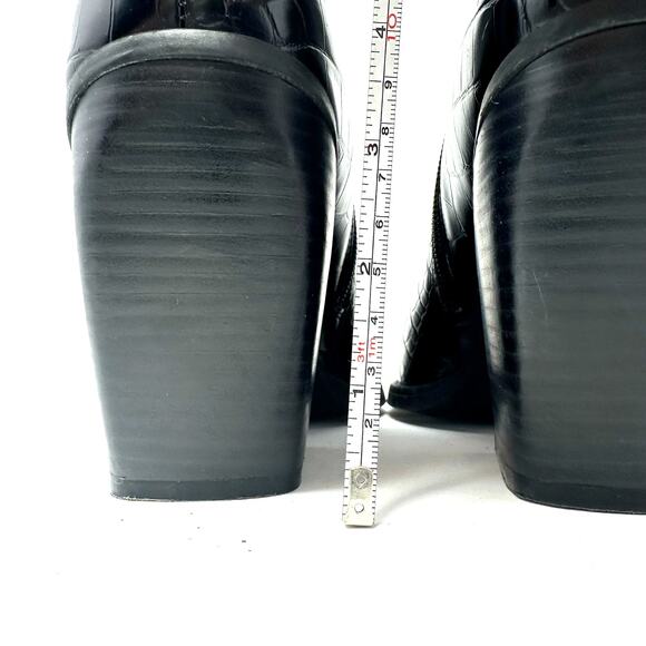 Madden Girl Size 9 Short Boot Black Side Zip Bootie Heeled Synthetic Leather - Picture 5 of 8